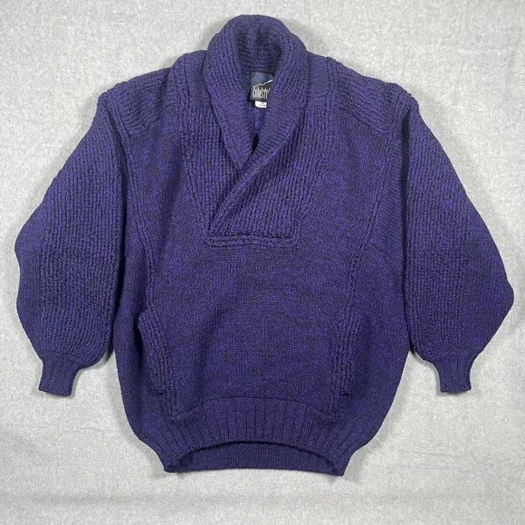 Vintage 90s Robert Comstock Purple Puff Sweater 100% Wool Men's Medium Italy - Picture 1 of 7